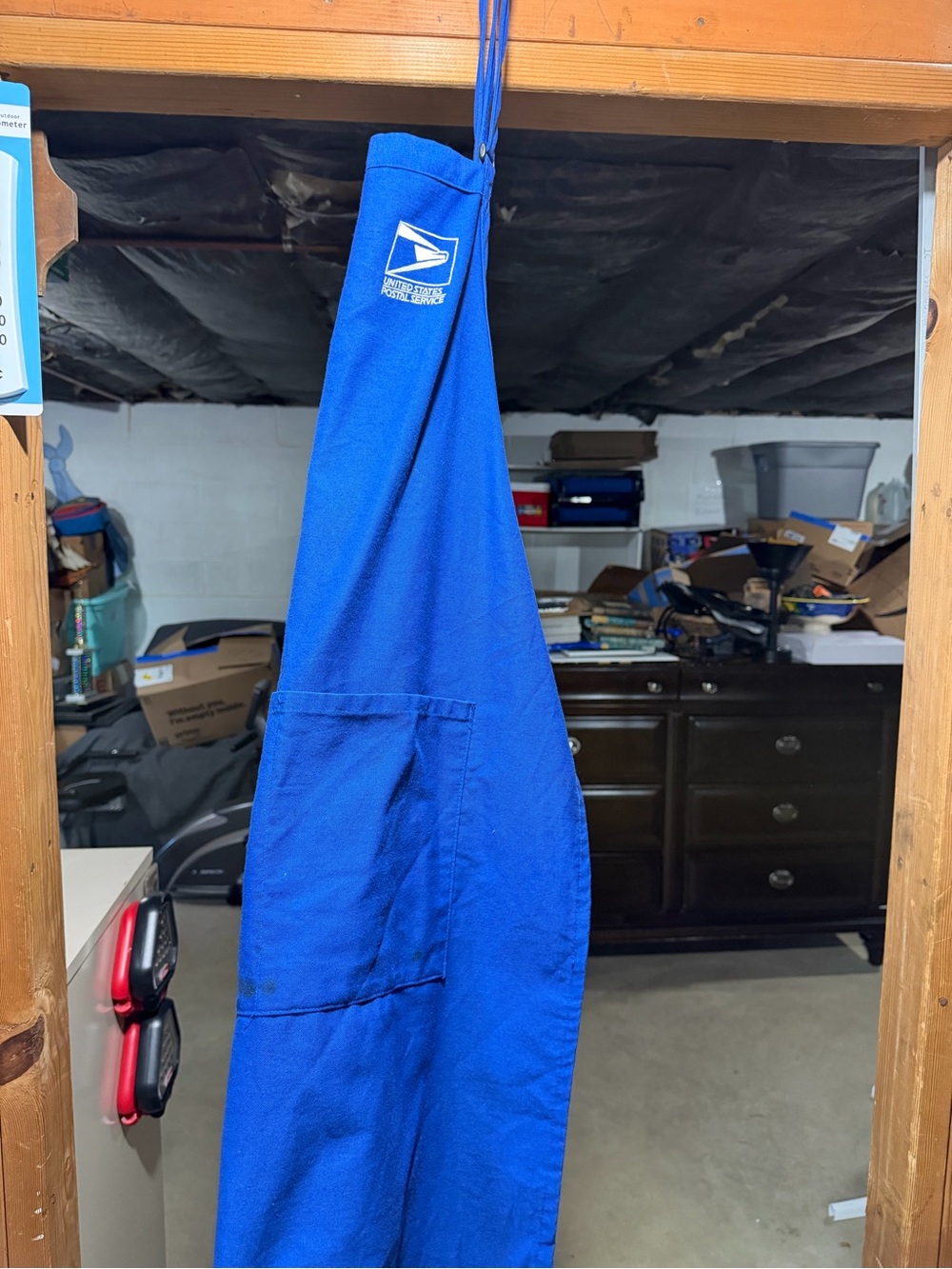 Blue Utility Apron with Front Pocket - USPS Logo